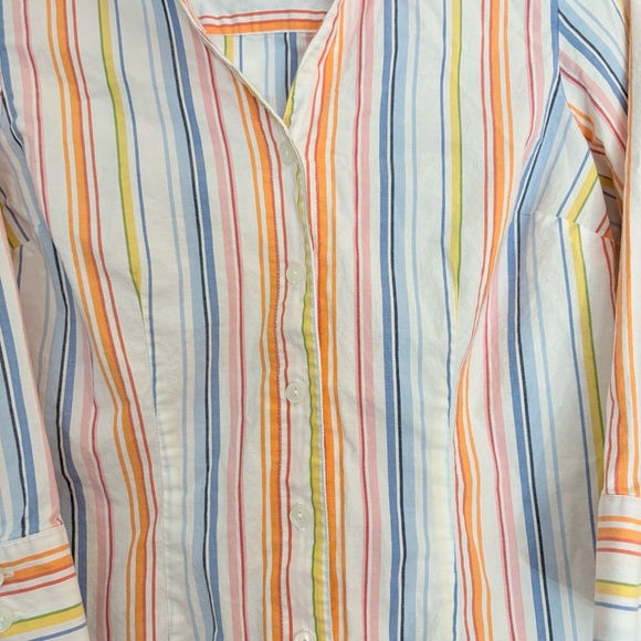 Talbots Women’s Multicolor Striped Cotton Button Down Shirt - Picture 3 of 7